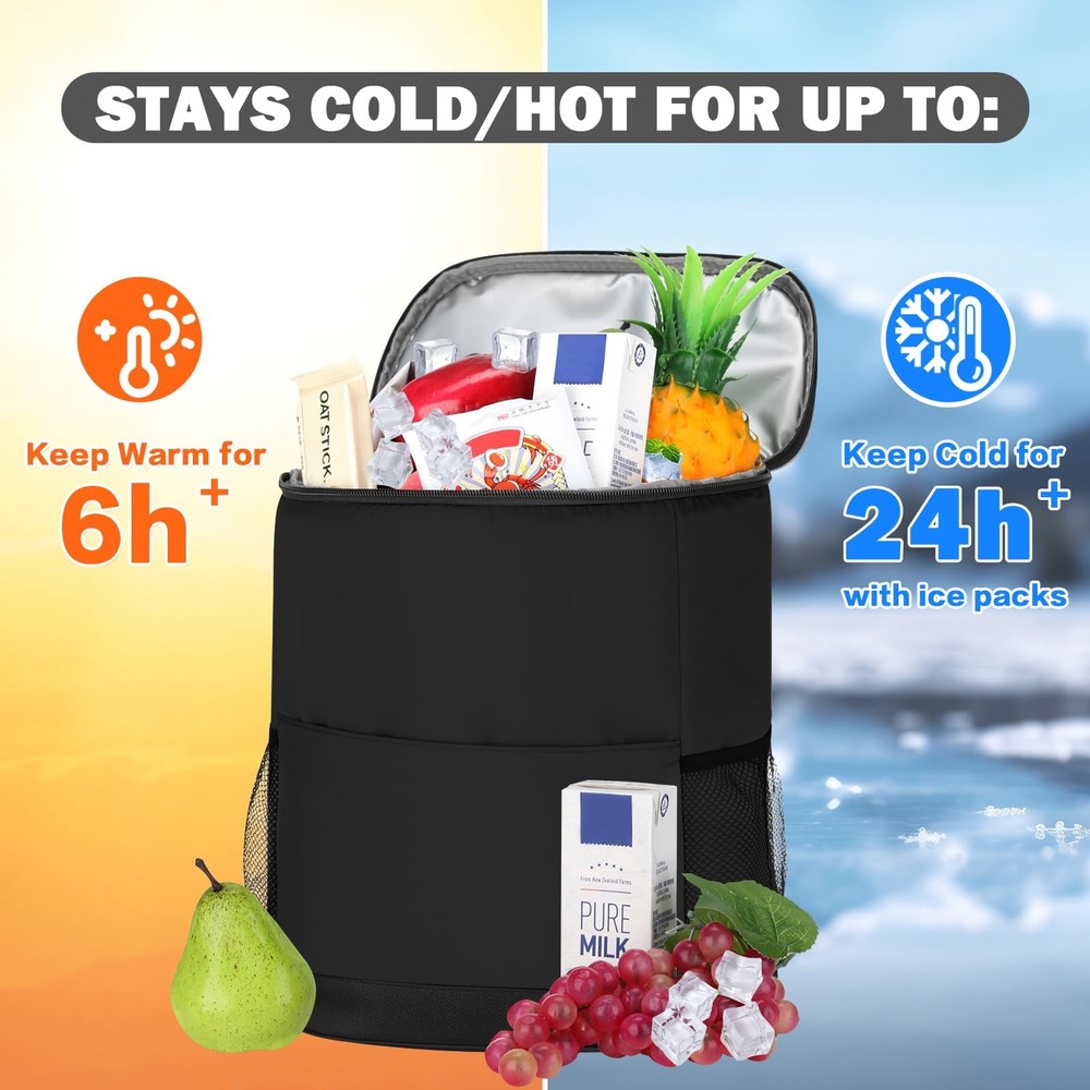 Insulated Cooler Backpack 30 Cans - Leak Proof Beer Black