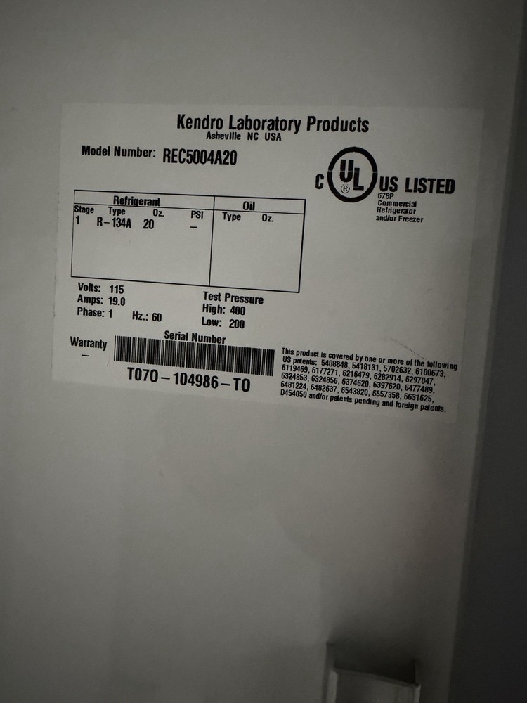 REVCO MODEL REC5004A20 general purpose laboratory cold storage