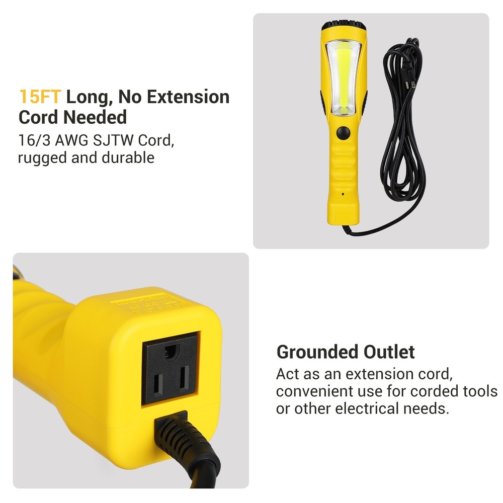 DEWENWILS 15ft LED Work Light, Underhood Work Light,Handheld Corded Work Light