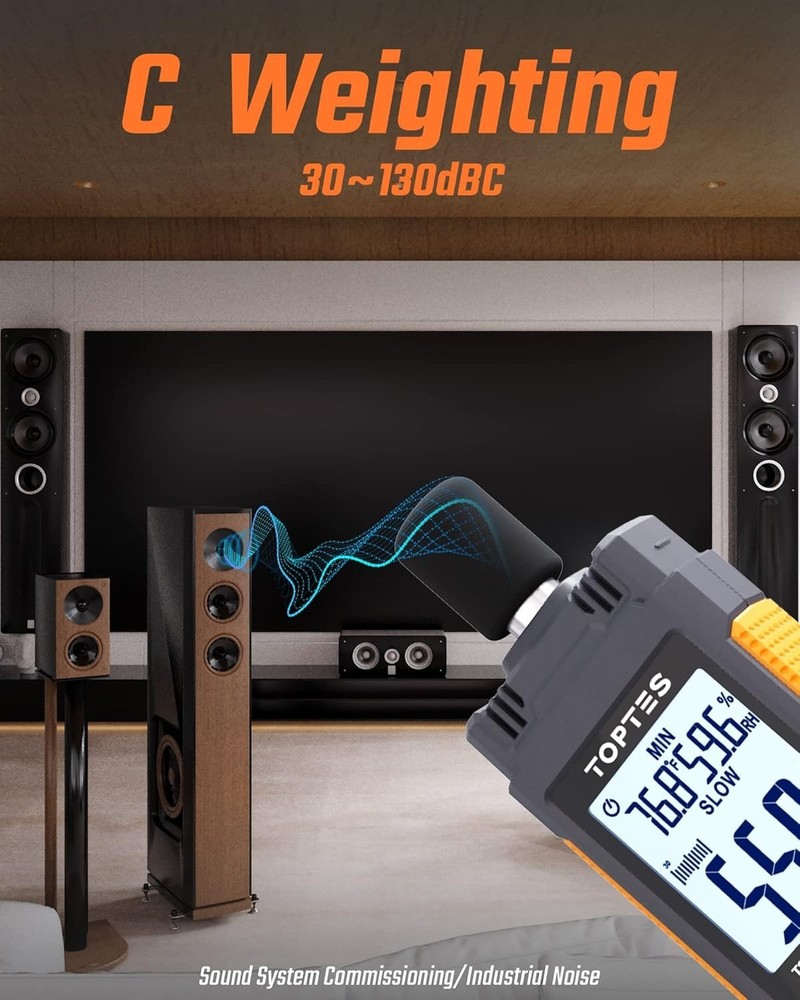 TS-501B Sound Level Meter with Backlit Display - Orange