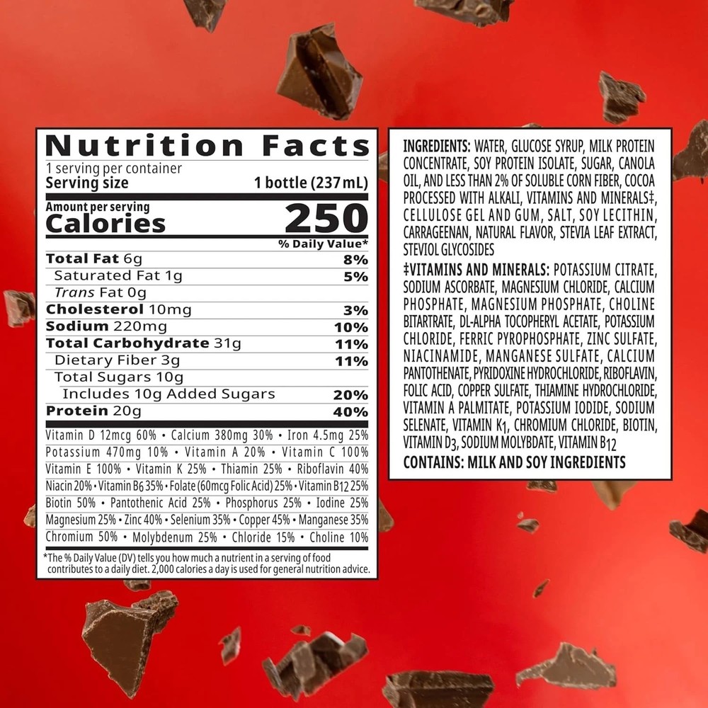 BOOST High Protein Drink Rich Chocolate 8oz Bottles, 24 Pack Nutritional Shake