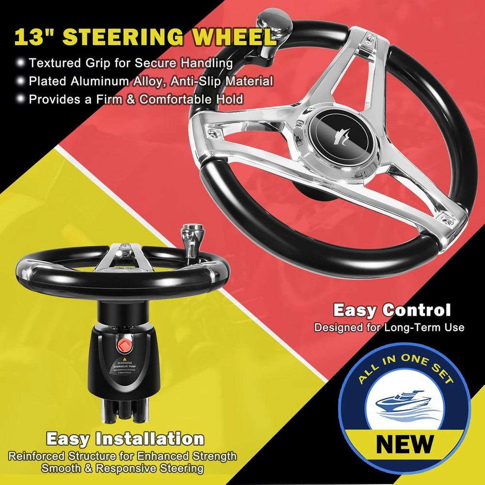 Marine Hydraulic Steering Kit for 150HP Outboard Engine - Complete Marine System