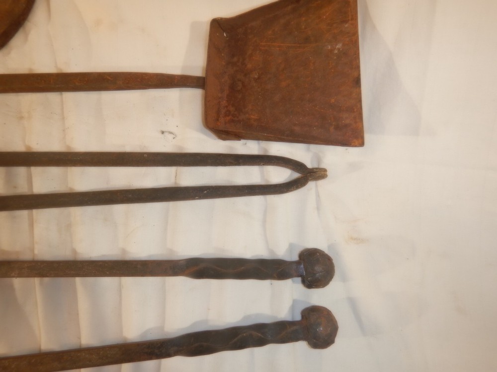 Brutalist Hand Wrought Fire Place Tools And Stand
