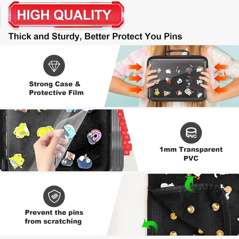 Enamel Pin Display Book 18 Pages Portable Organizer Gift