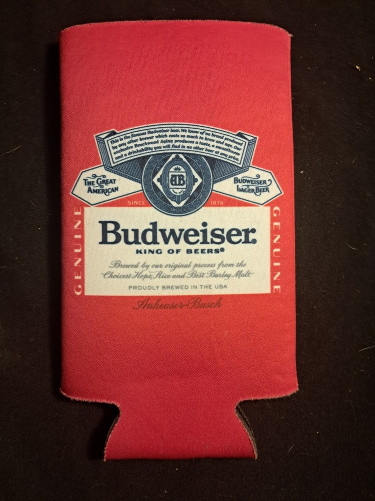 budweiser koozie tall boy