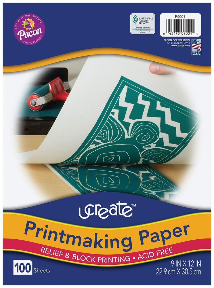 Printmaking Paper, White, 9" x 12", 100 Sheets