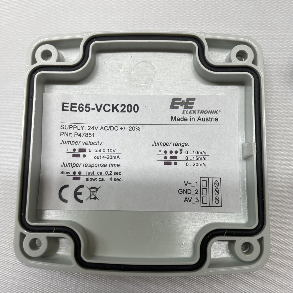 E&E Electronics EE65-2-VCK200 Air Velocity Transmitter 24V HVAC Sensor