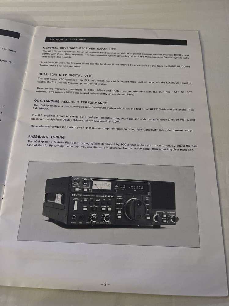 ICOM IC-R70 INSTRUCTION MANUAL ORIGINAL