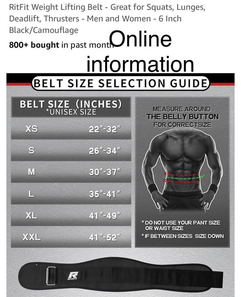 RitFit Weight Lifting Belt- Black (Medium)