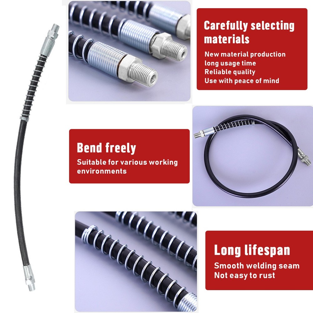 2 Pack Grease Gun Coupler Double Handle Quick Release Lock On Coupling with Hose