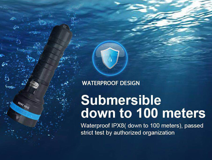 XTAR D06 1600 LED Force Beam Scuba Diving Flashlight Torch