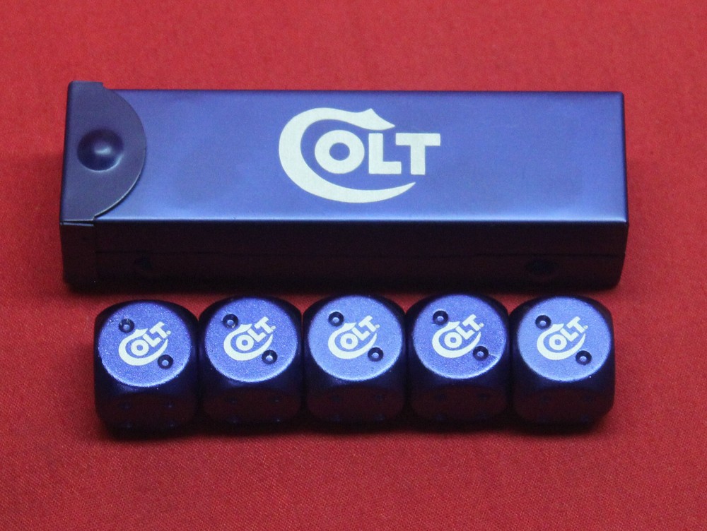 Colt Firearms 5 Blue Aluminum Dice in Case