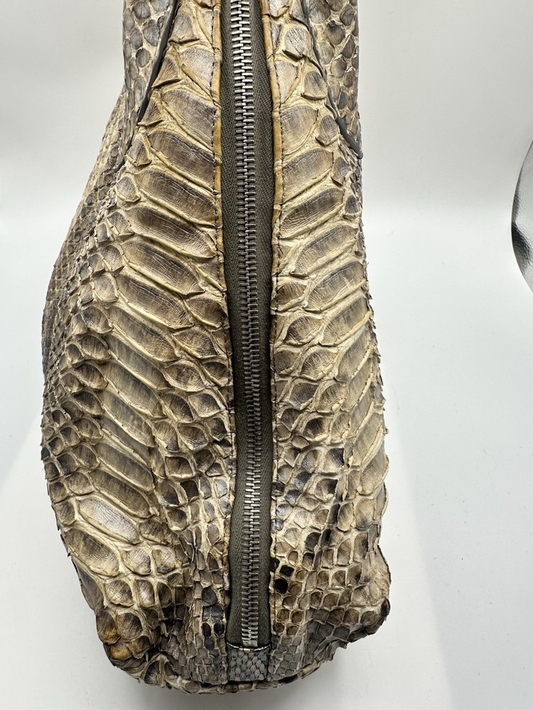 ADRIANA CASTRO PYTHON SNAKESKIN HOBO TOTE SHOULDER HANDBAG