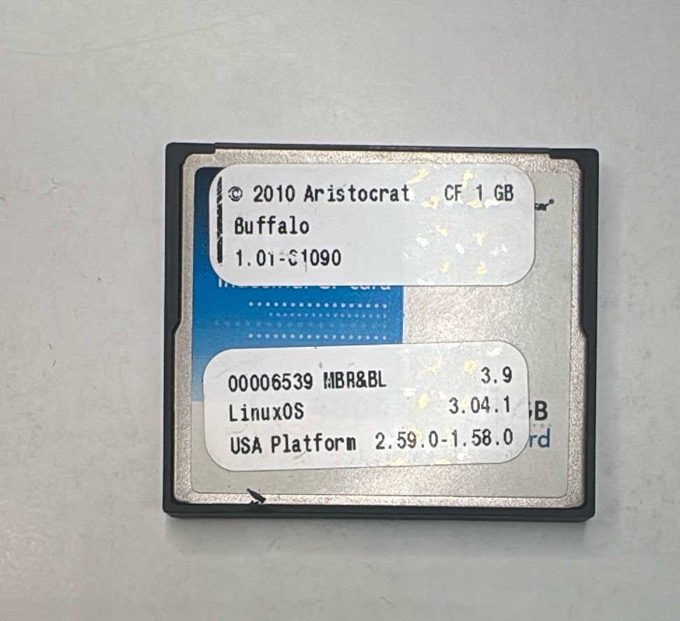 Aristocrat Buffalo LinuxOS Industrial Compact Flash Card 1GB 2010 MBR&BL