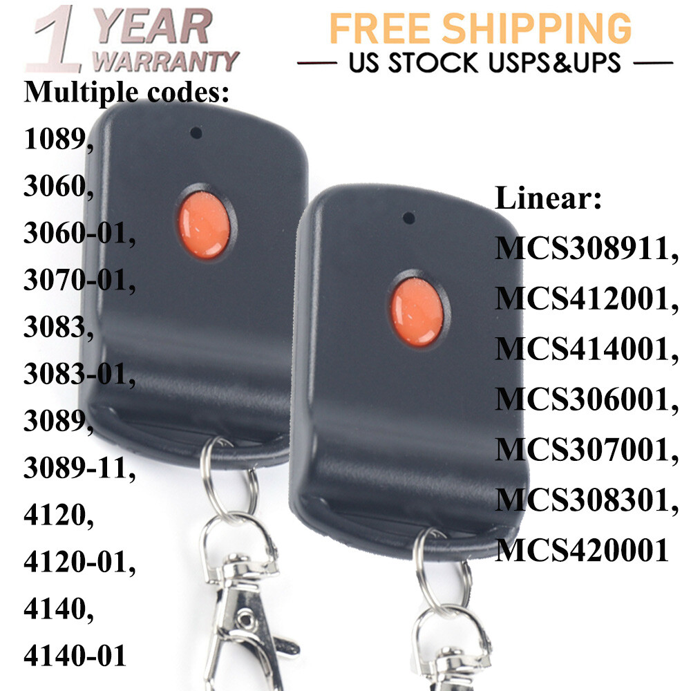 2pc For Linear/MultiCode Gate Remote Control Opener Black 1089/3089/3070/3060 US