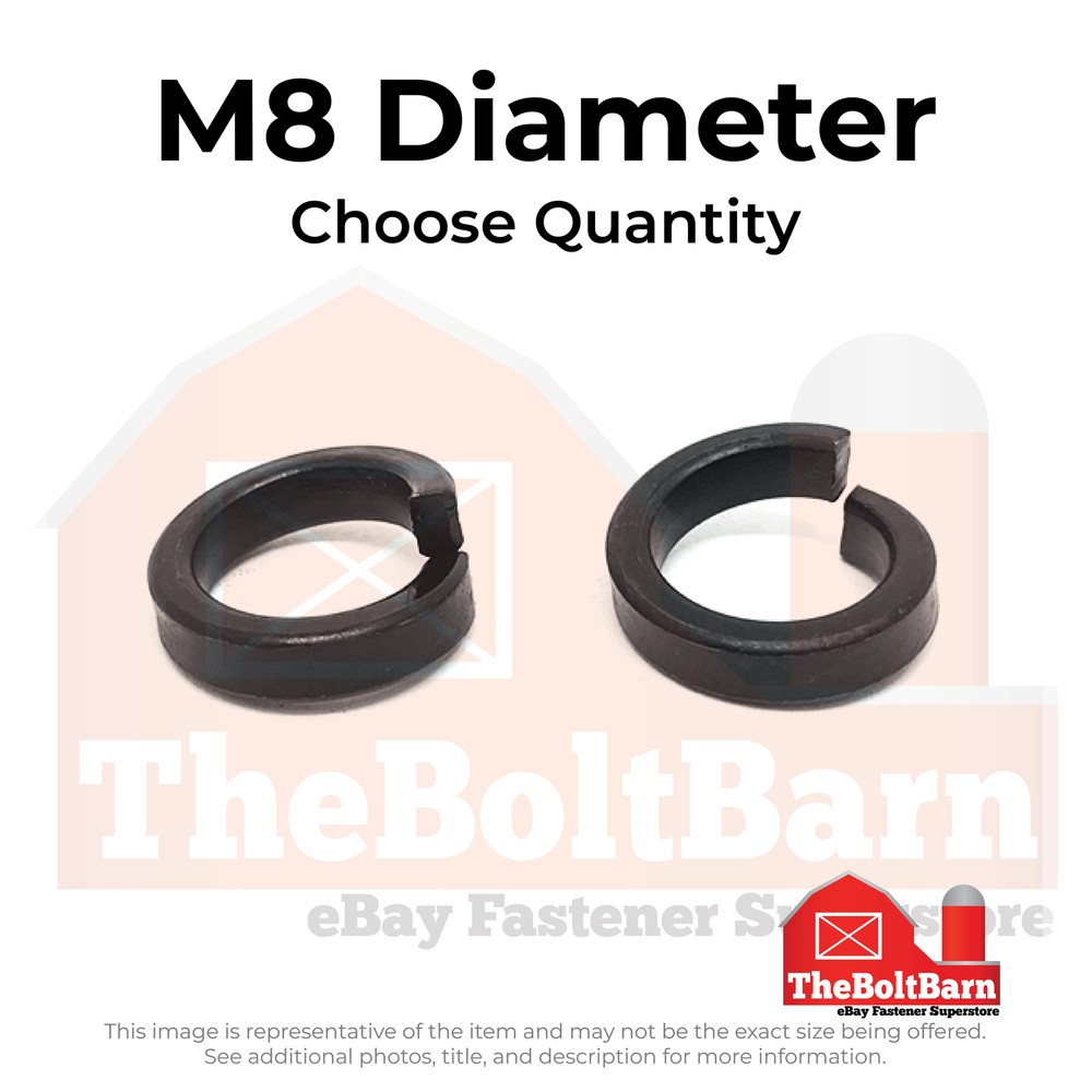 M8 Class 12 High Collar Split Lock Washer Plain (Pick Quantity)