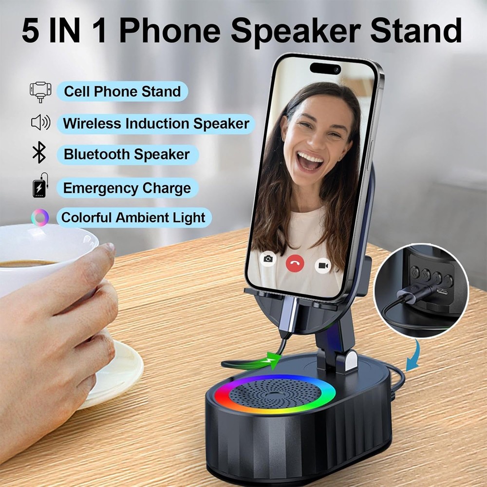 5-In-1 Bluetooth Multi-Functional Mobile Phone Audio Stand With Microphone AGD