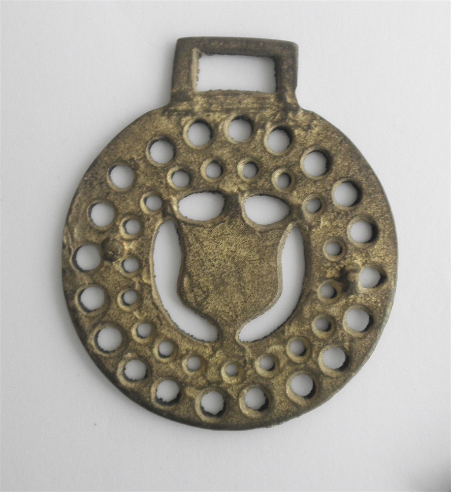 Victorian Brass SADDLE Decoration: Punched Holes & Initialed