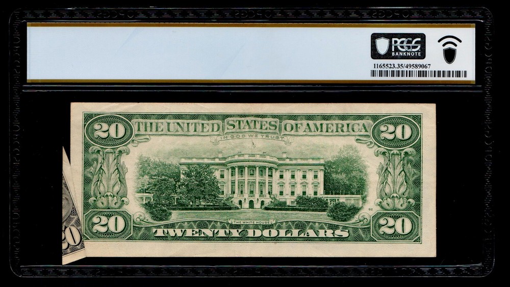 Printed Foldover Error 1985 $20 Federal Reserve Note PCGS VF 35