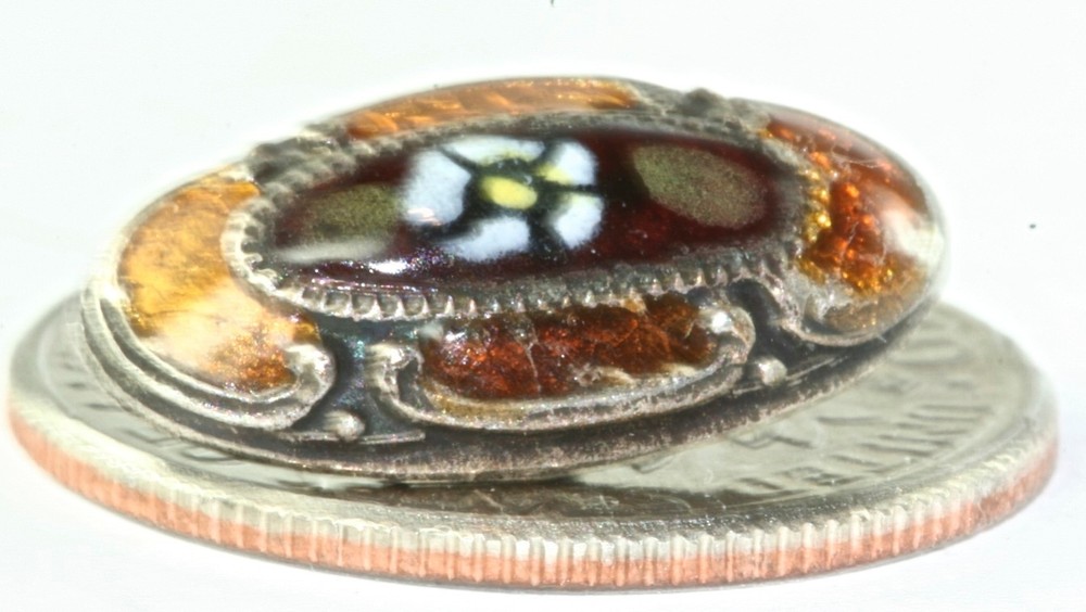 FRENCH VICTORIAN ANTIQUE STERLING SILVER ENAMEL BUTTON BUTTONS
