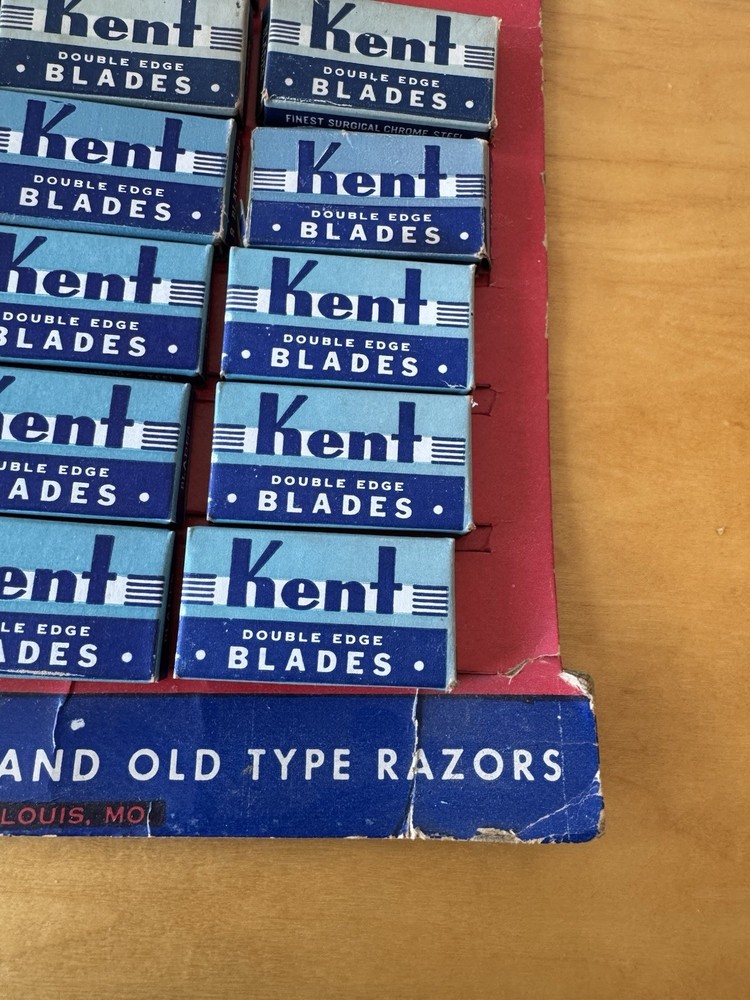 Vintage Razor Blade Store Display KENT Double-Edge Missing 3 Boxes
