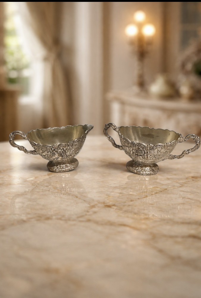Vintage Silver Cream and Sugar