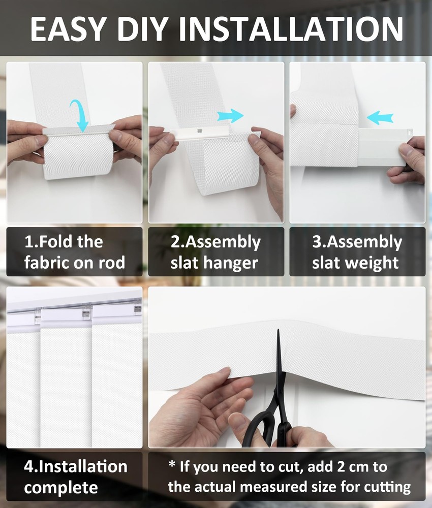 Light Filtering Vertical Blinds Replacement Slats, Easy-Cut UV Blocking & Ant...