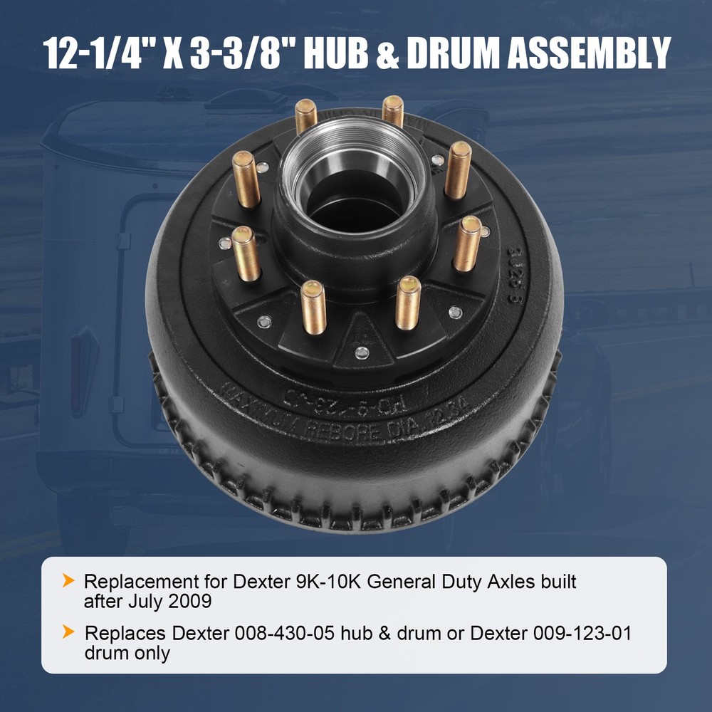 M-Parts Hub Brake Drum 12-1/4x3-3/8" 10K GD 13G Trailer Axle 9-123 8-415 10,000#