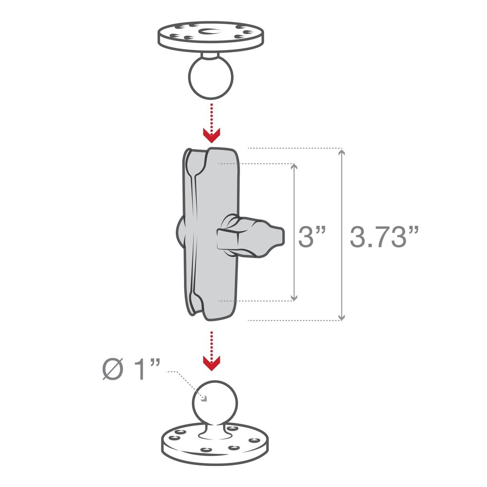 RAM Mounts Composite Plastic Medium Arm B-Socket 1" Ball RAP-B-201U