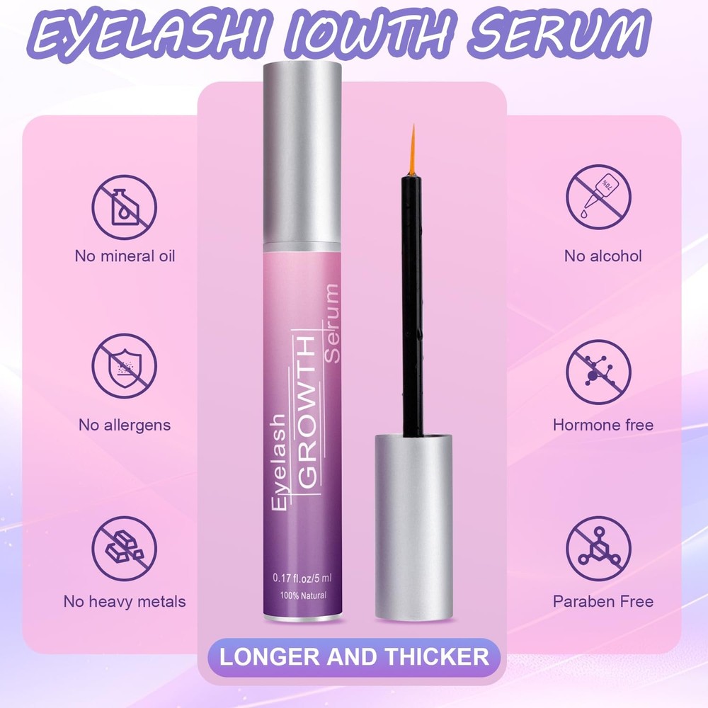 Eyelash Growth for Longer Fuller Thicker Lashes & Brows, Premium Lash Boost E...