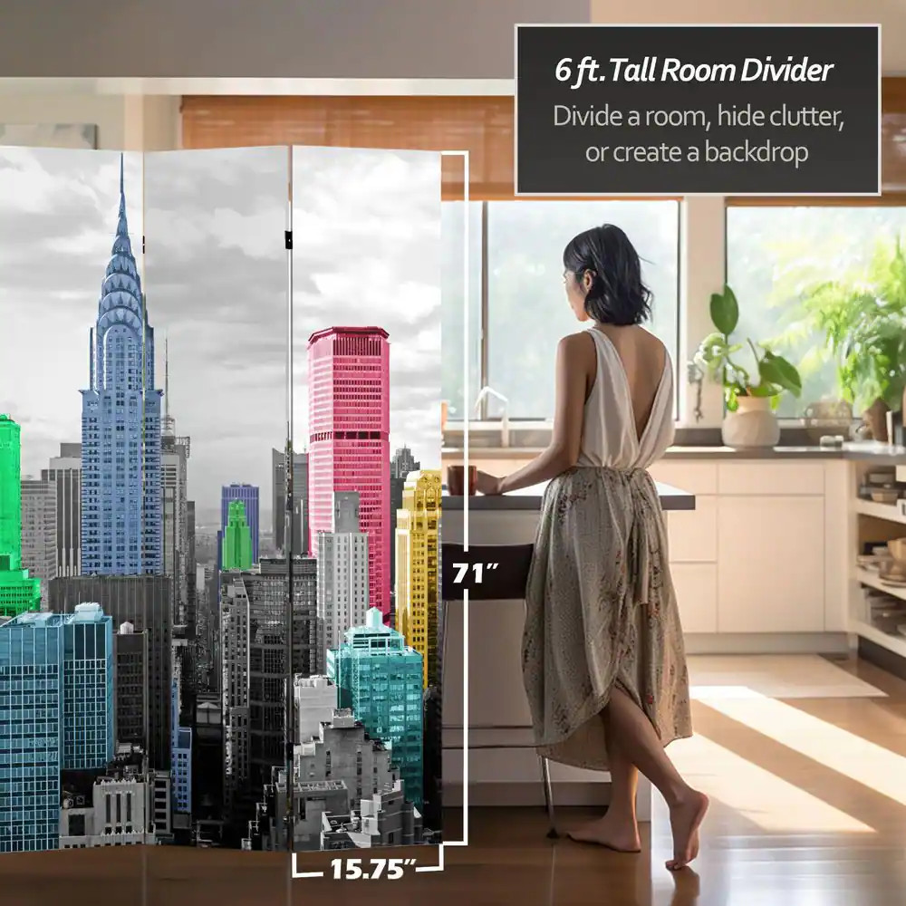 6 Ft. Printed 3-Panel Room Divider
