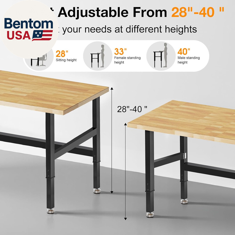 72” Folding Workbench, 3000 LBS Capacity Heavy Duty Workbench, Height Adjustable