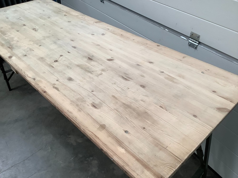 Vintage Industrial Military Large Heavy Duty Wooden Trestle Folding Table