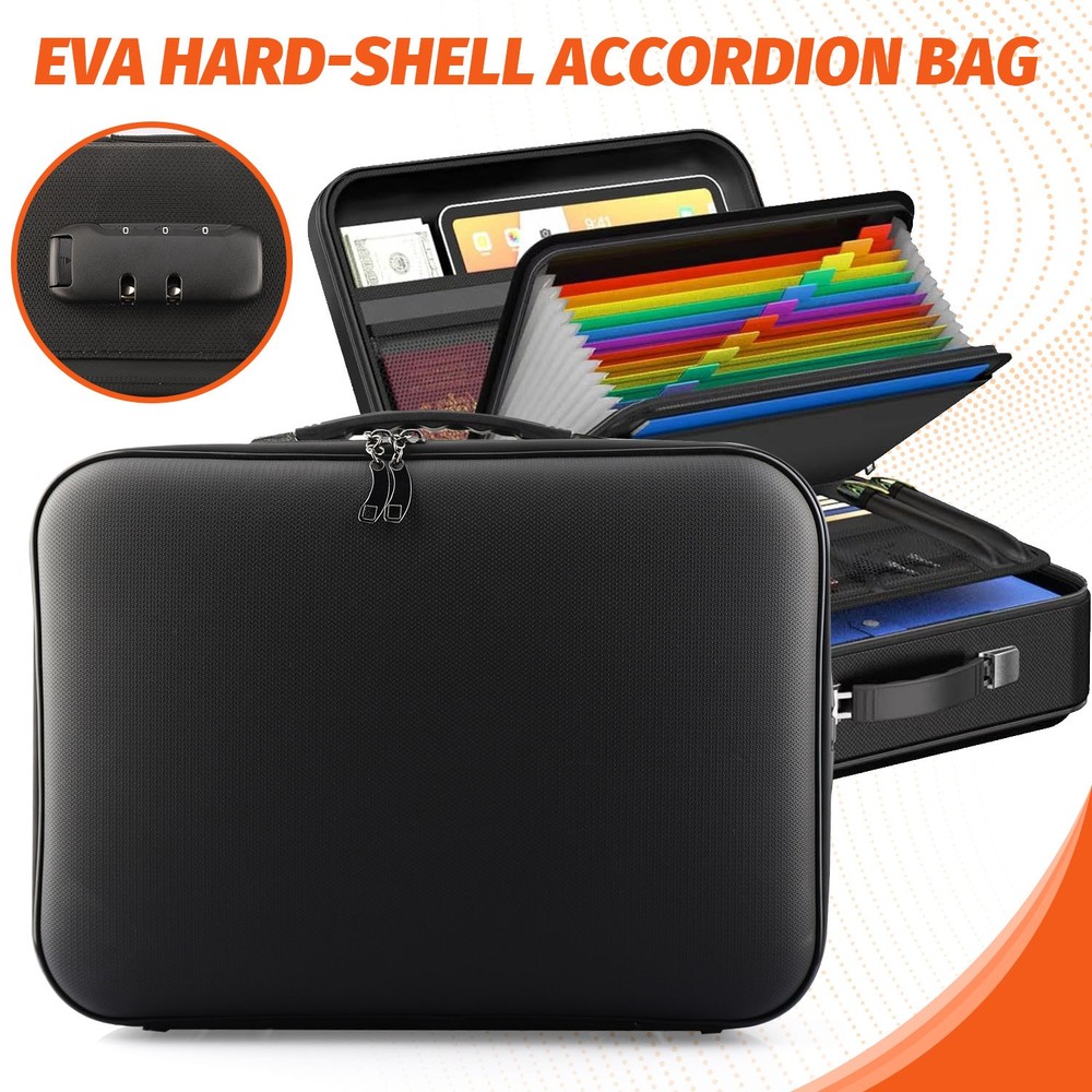 Fireproof Document Box with Lock Hard Case File Organizer Fire Safe