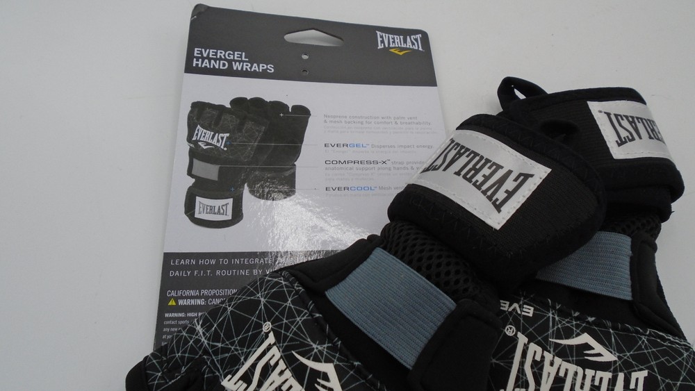 Everlast EverGel Hand Wraps (Black Printed, Medium)