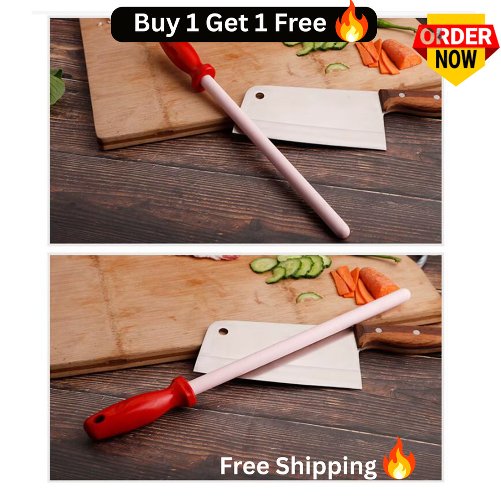 Ceramic Knife Sharpener | 12" Overall ~ Kitchen Tools Household Rod [RED]