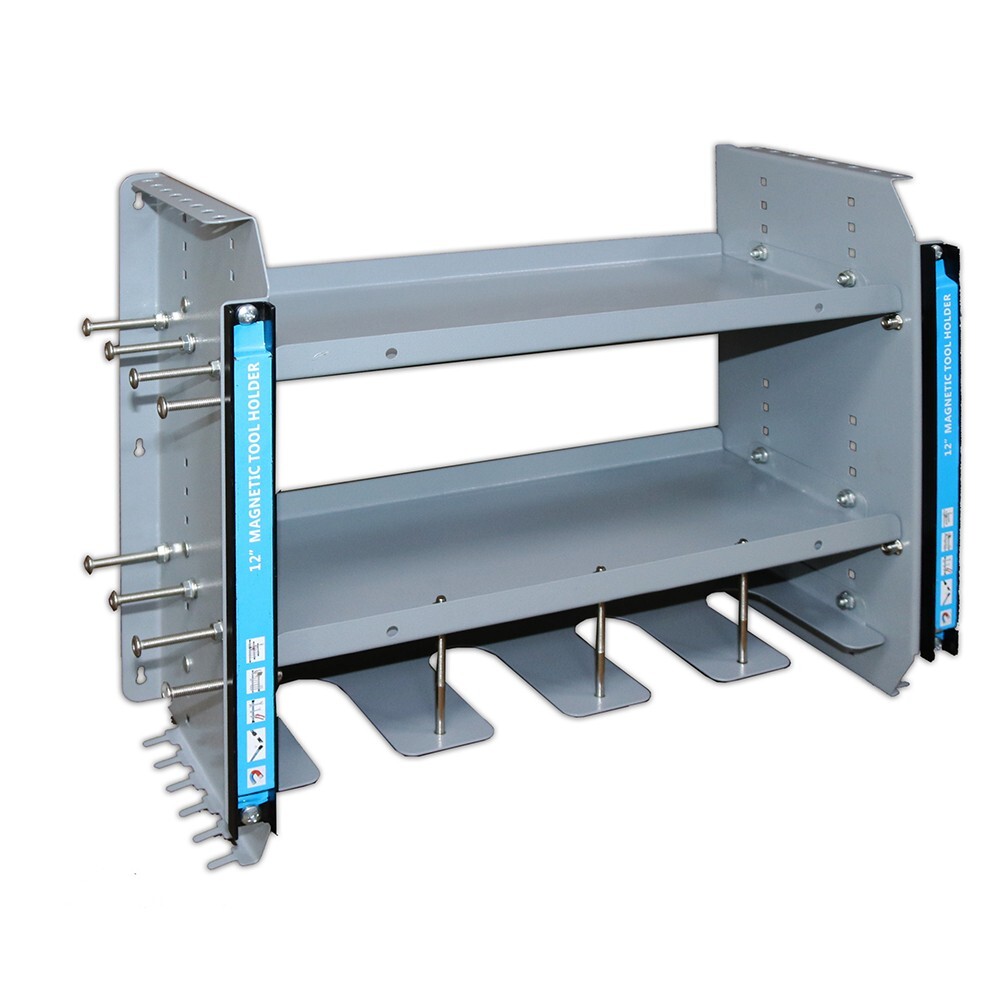 Wall-mounted Garage Tool Rack 3-Layer Tool Organization Device 12"Magnetic Strip