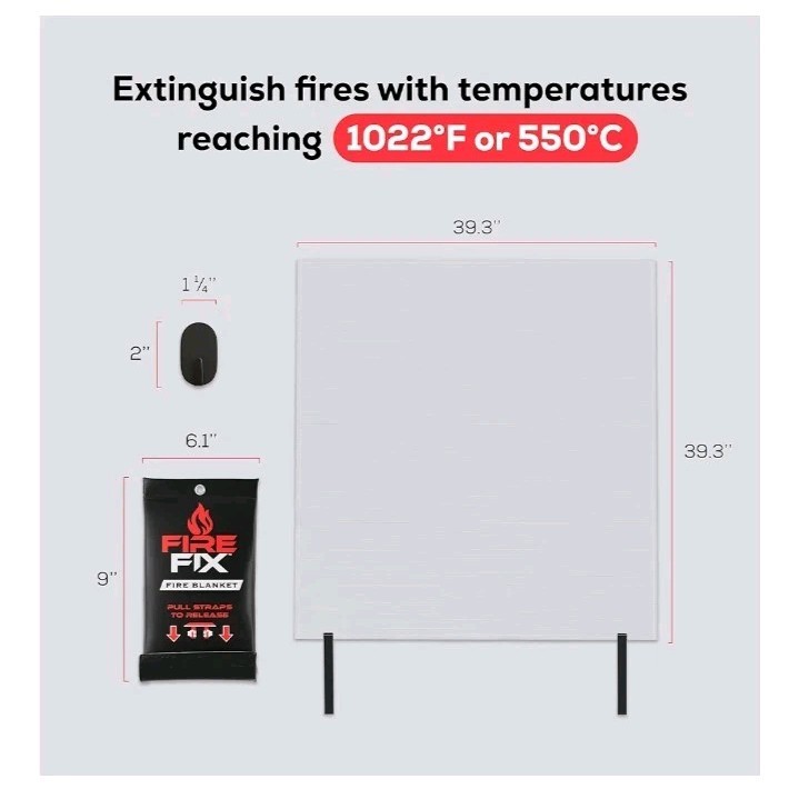 Emergency Fire Blanket for Home & Kitchen 1-Pack + Mount Fire. B3