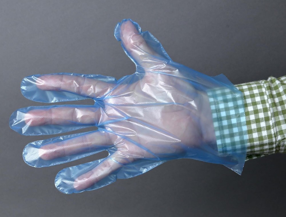 1,000 Blue, Easy-Fit, Food Prep, Poly, Header Gloves With Wall Mount