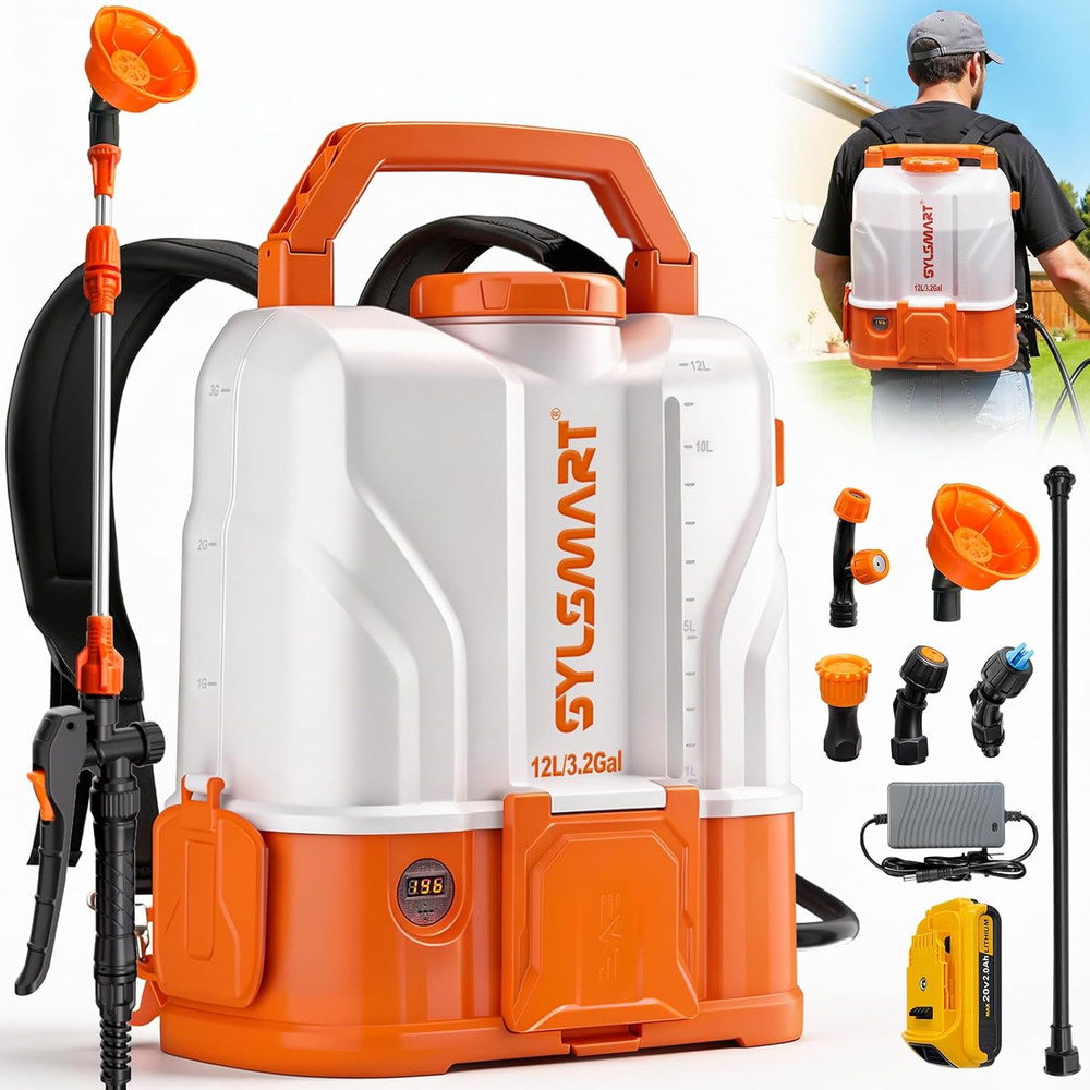 Battery Powered Backpack Sprayer 3.2 Gallon, 100 PSI Electric Backpack Sprayer,