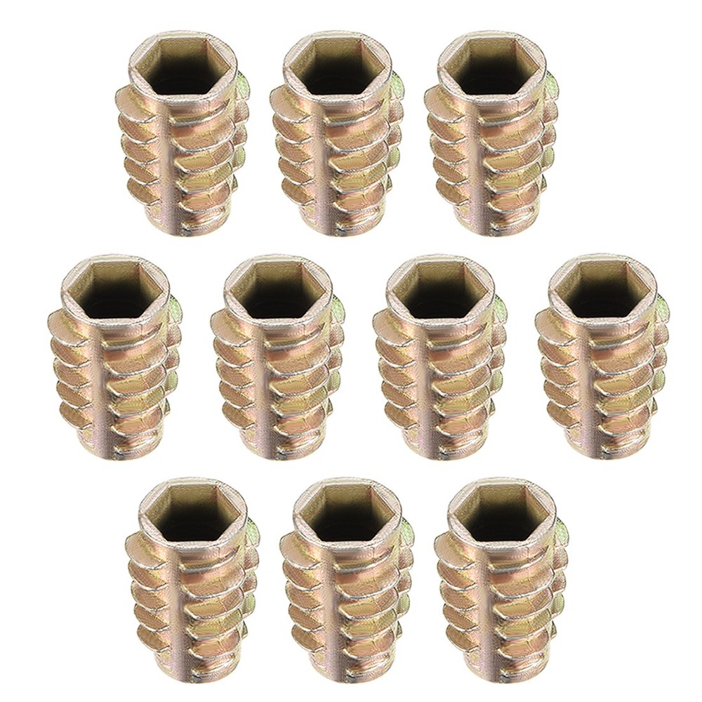 Threaded Insert Nuts Zinc Alloy Hex-Flush M8 Internal Threads 20mm Length 10pcs