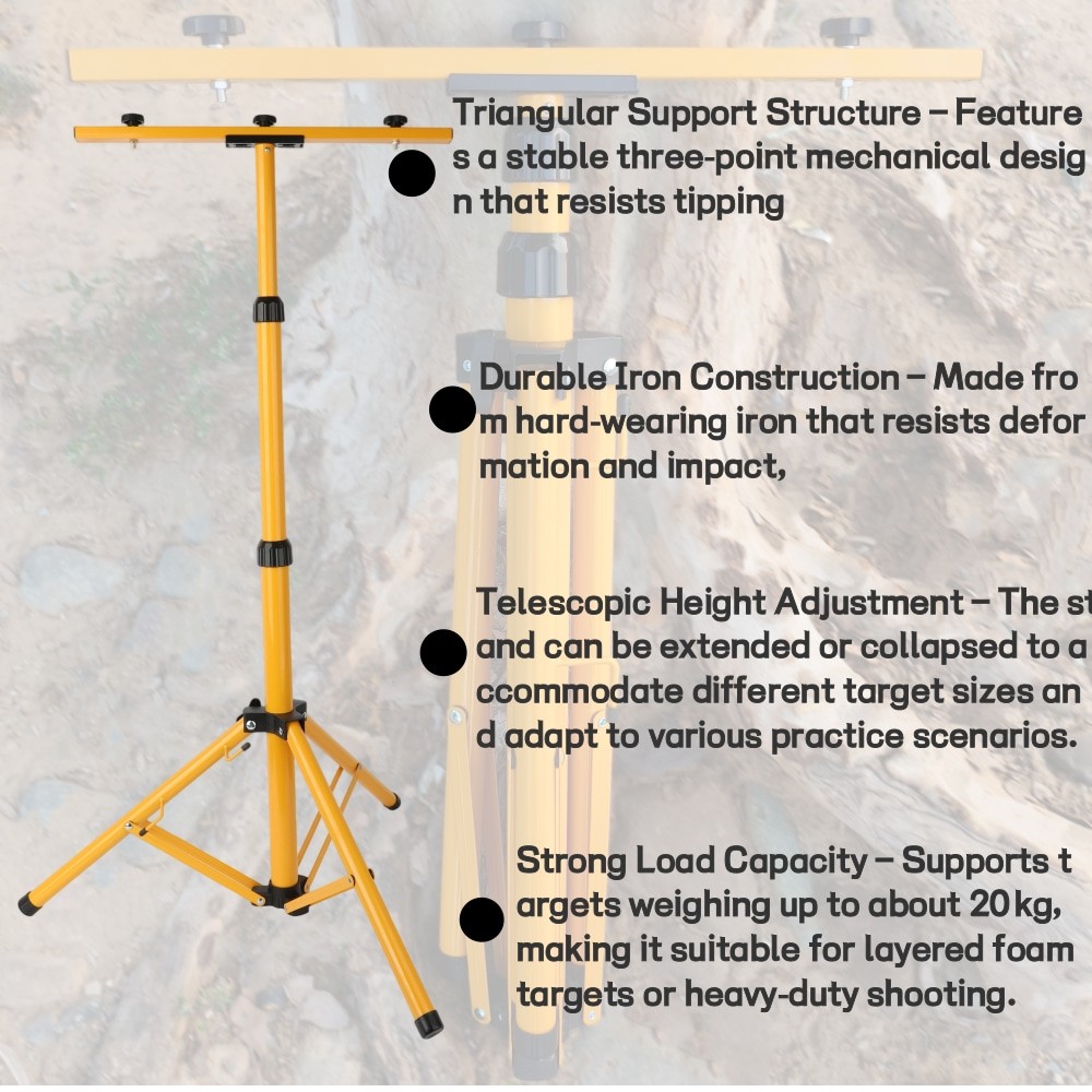 Archery Triangular Folding Target Stand Iron Adjustable Tripod Shooting Hunting
