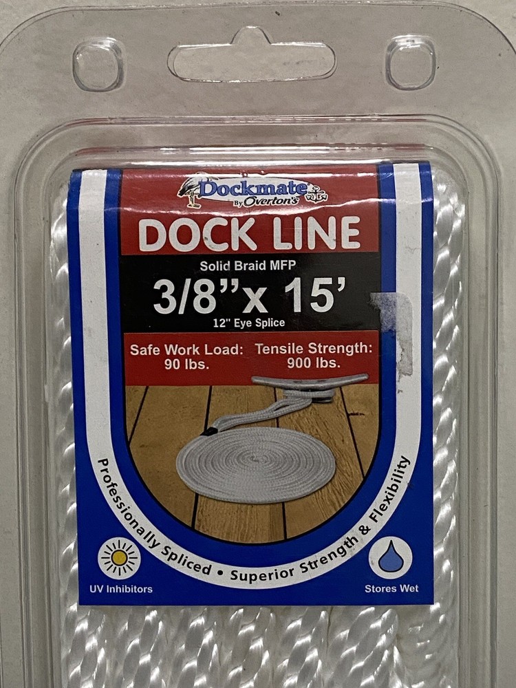 Dockmate DOCK LINE Solid Braid MFP 3/8"x 15' 12" Eye Splice