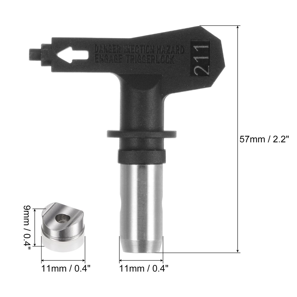 2pcs Reversible Spray Tips for Airless Sprayer 211 Paint Spray Nozzle, Black
