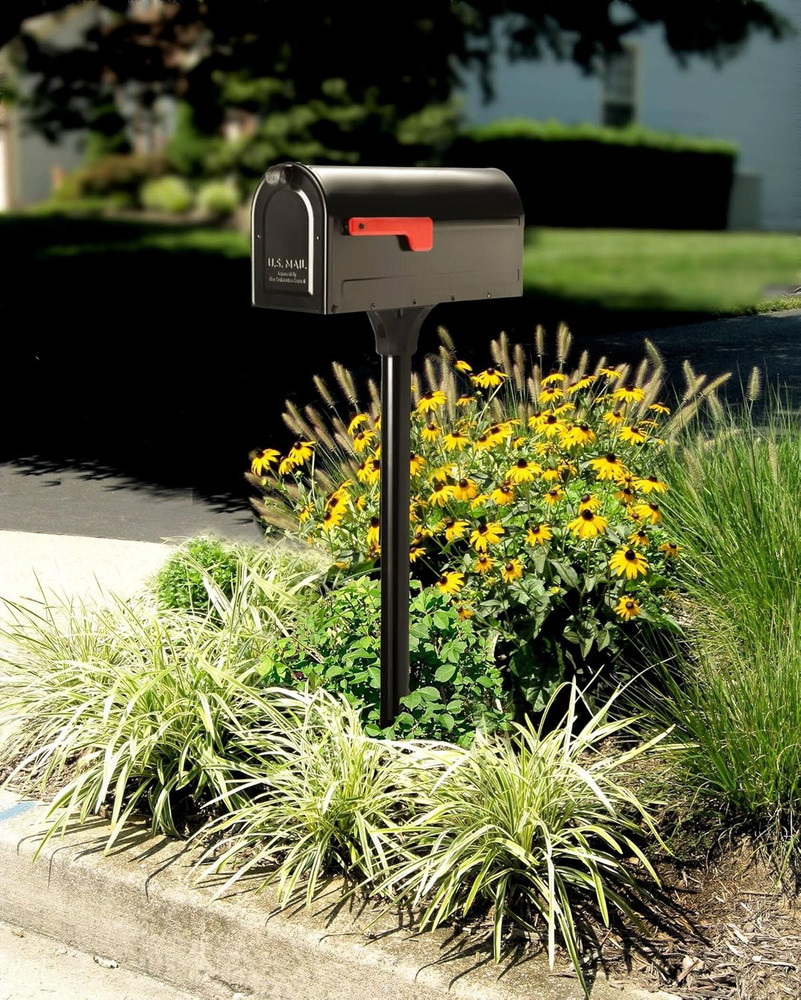 Stylish 7680B-10 Mailbox and In-Ground Post Kit - Medium Size, Black