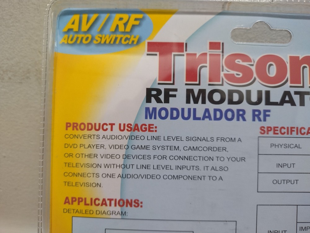 NOS Trisonic AV/RF Auto Switch RF Modulator Box - Sealed