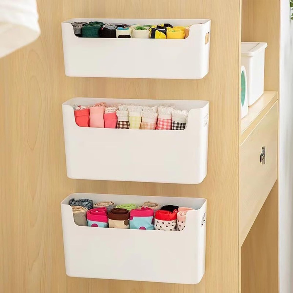 2 Pack Cabinet Organizer Storage, Adhesive Over Door Organizer, White