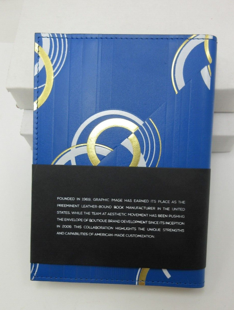 Metropolis Graphic Image 7" Refillable Notebook Leather Cover Spiral Insert Blue