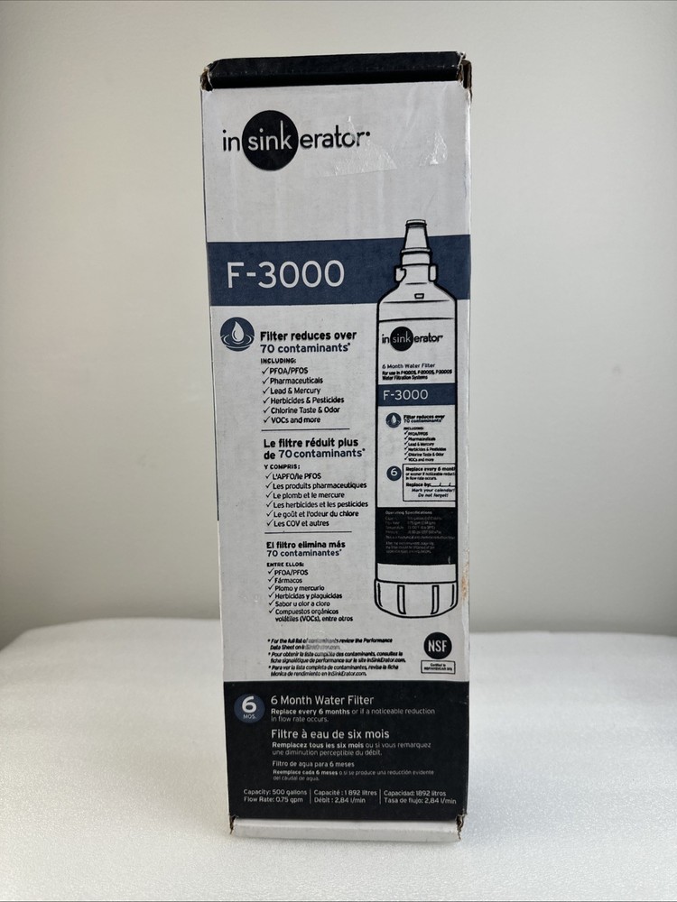 InSinkErator F-3000 Under Sink Water Filter Cartridge Replacement- Open Box