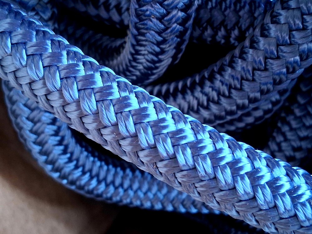 9/16 " x 100 ft. Double Braid-Yacht Braid Polyester Rope . Denim Blue